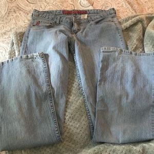 Muddy Size 11 jeans. Stretch boot cut. Light blue